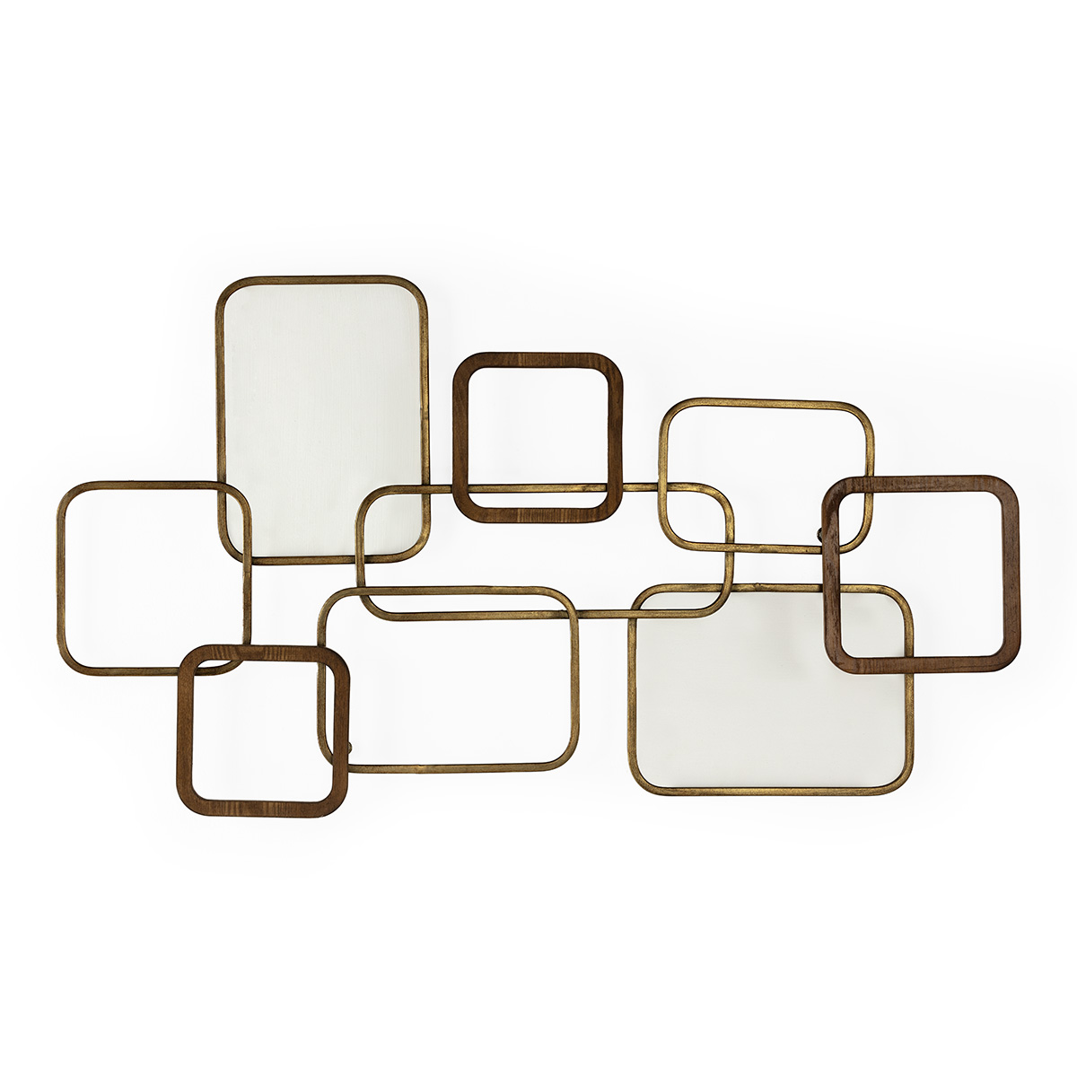 Escultura 107x5x60 Metal/Madera -- Natural/Dorado Antique/Blanco