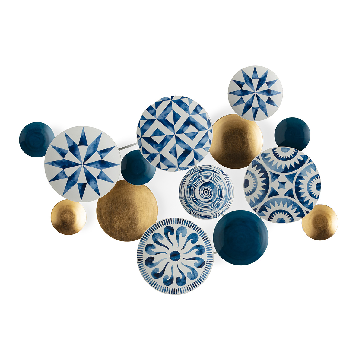 Escultura 109x6x67 Metal -- Dorado/Blanco/Azul
