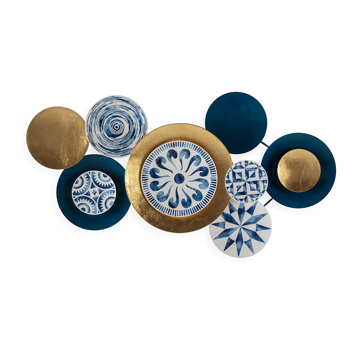 Escultura 115x6x60 Metal -- Dorado/Blanco/Azul