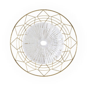 Escultura 60x6x60 Metal/Cuerda de Papel -- Dorado/Blanco