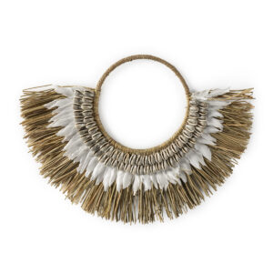 Escultura 62x5x47 Sisal/Plumas/Conchas -- Natural/Blanco/Gris