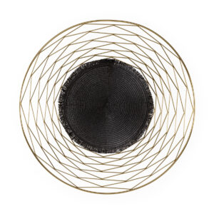 Escultura 71x5x71 Metal/Cuerda de Papel -- Dorado/Negro