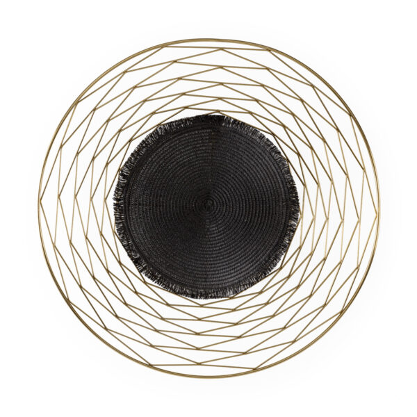 Escultura 71x5x71 Metal/Cuerda de Papel -- Dorado/Negro