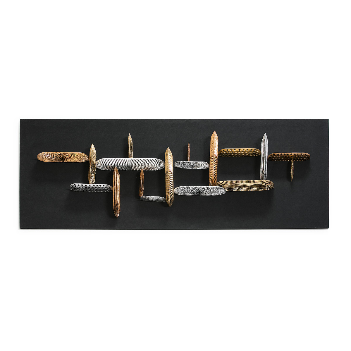 Escultura 80x11x180 Tela Negro/Madera Multicolor