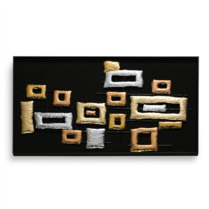 Escultura 80x4x120 Madera Negro/Metal Multicolor
