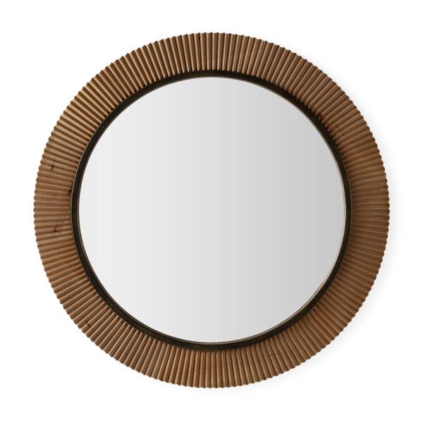 Espejo 108x4x108 Metal/Madera de Abeto/Madera de Abedul -- Dorado/Natural/Negro