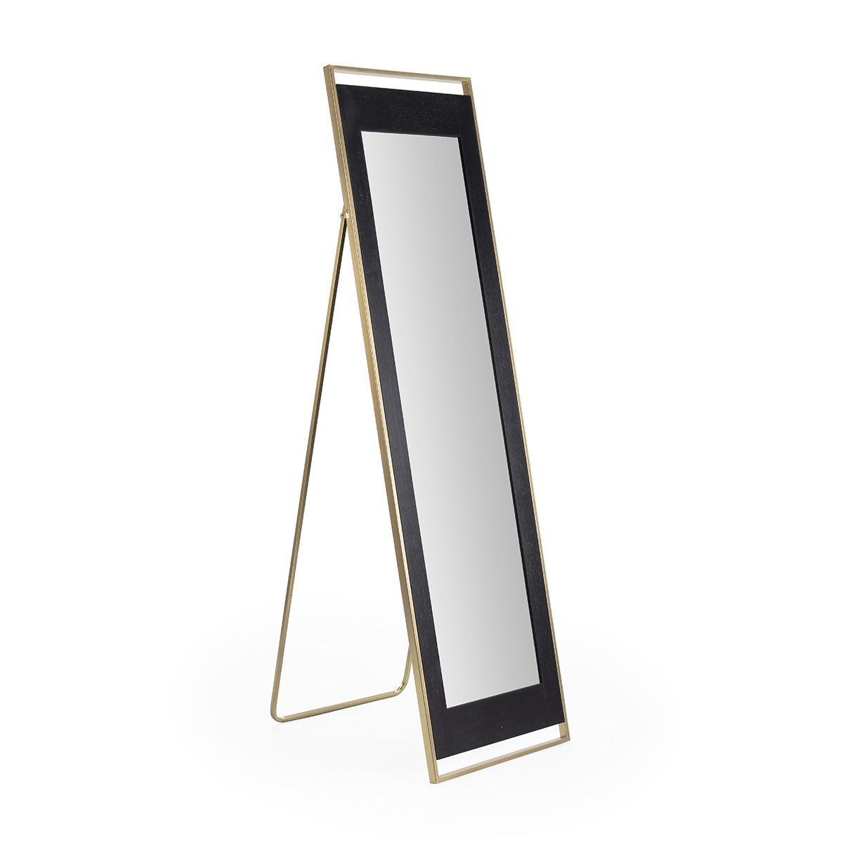 Espejo 51x4x182 Madera/Metal Negro/Dorado
