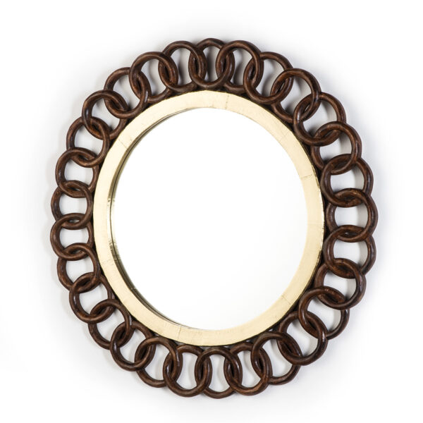 Espejo 91x3x91 Cristal/Estaño Dorado/Madera Marrón
