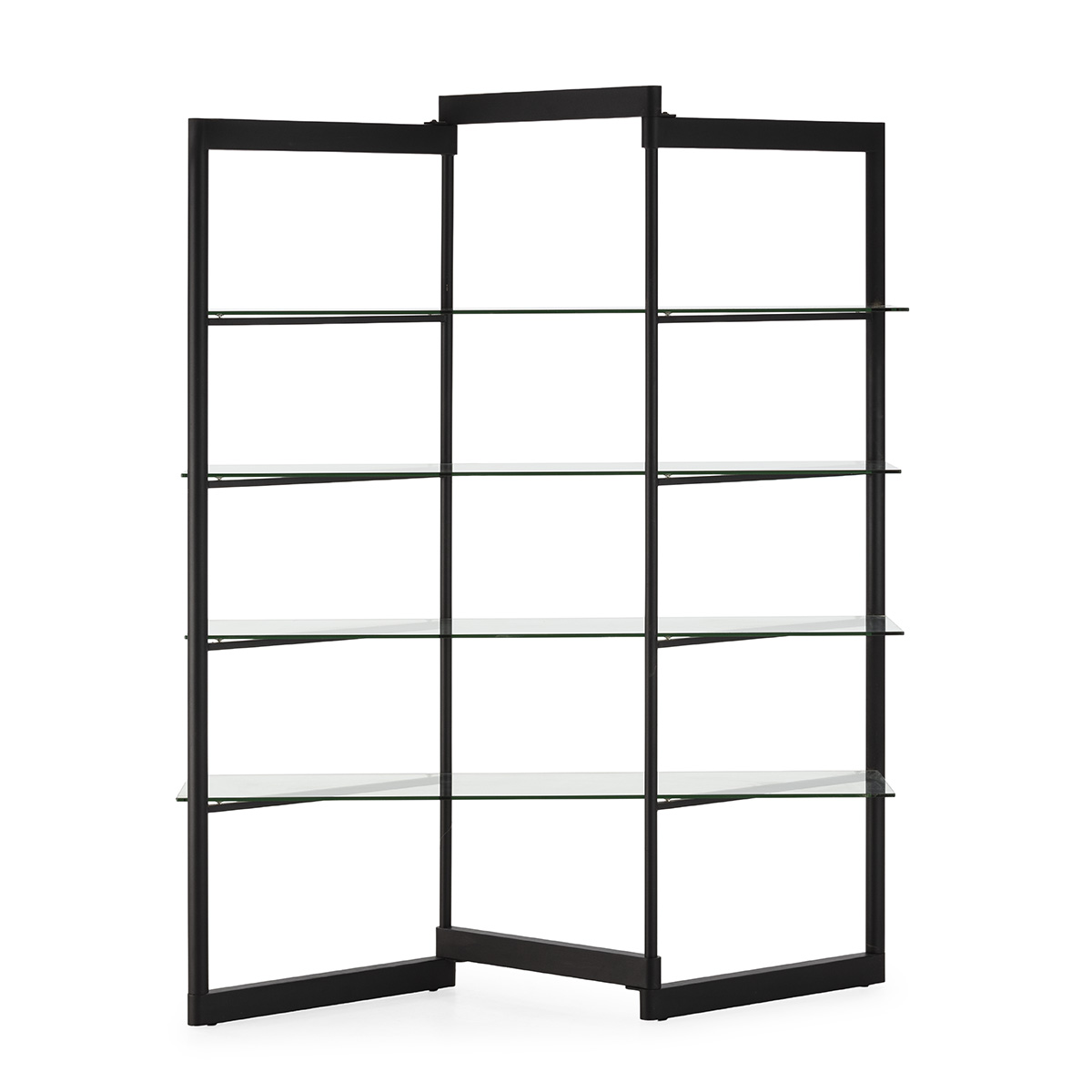Estantería 140x40x182 Metal/Cristal Templado -- Negro