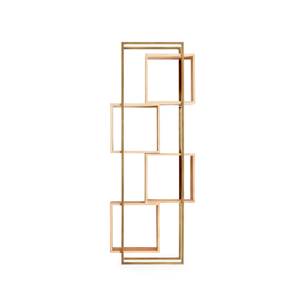 Estantería 48x20x125 Metal/Madera Dorado/Natural