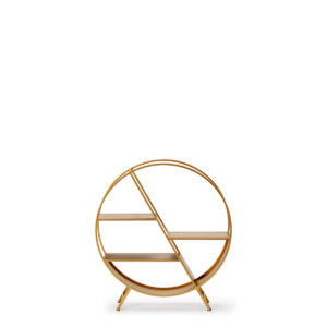 Estantería 78x17x86 Metal/Madera de Pino reciclado Dorado/Natural