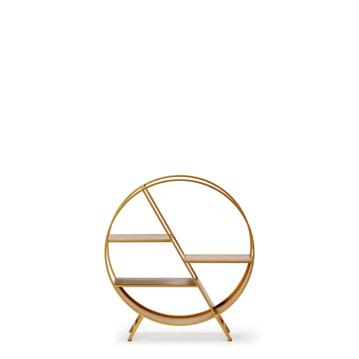 Estantería 78x17x86 Metal/Madera de Pino reciclado Dorado/Natural