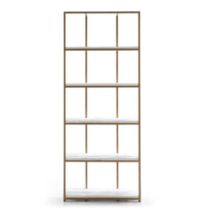 Estanteria 80x38x200 Madera Blanco/Metal Dorado