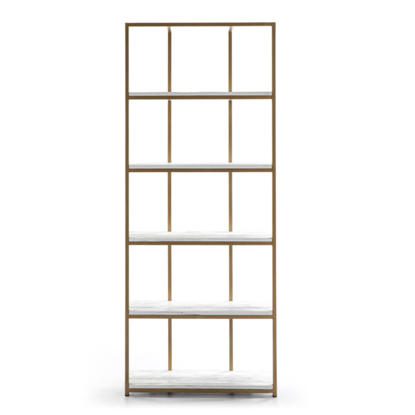 Estanteria 80x38x200 Madera Blanco/Metal Dorado