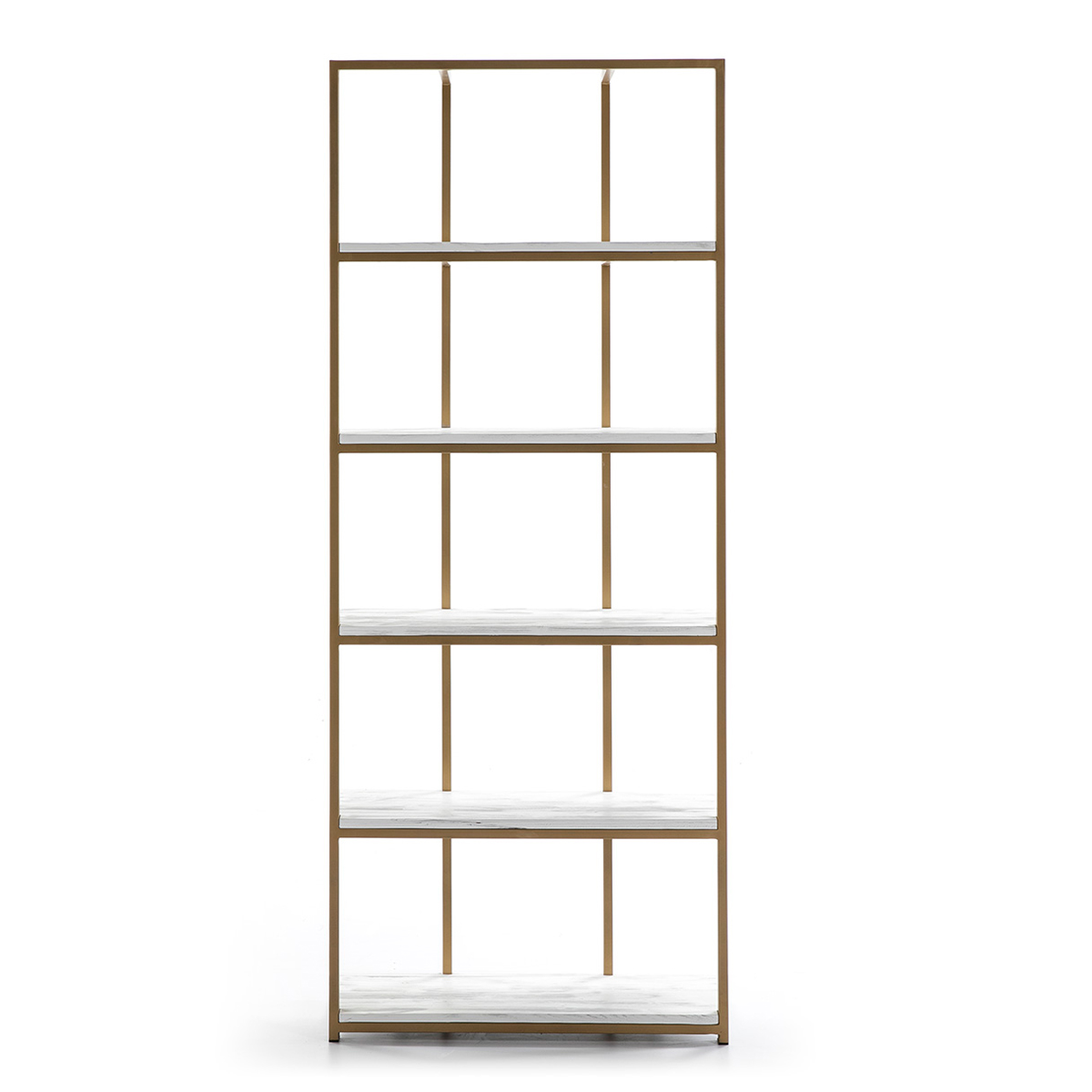 Estanteria 80x38x200 Madera Blanco/Metal Dorado