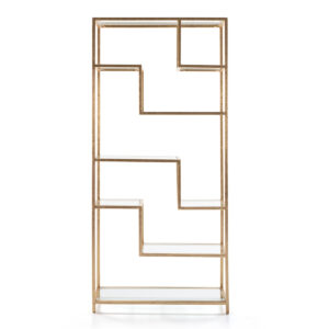 Estantería 91x38x203 Cristal/Metal Dorado