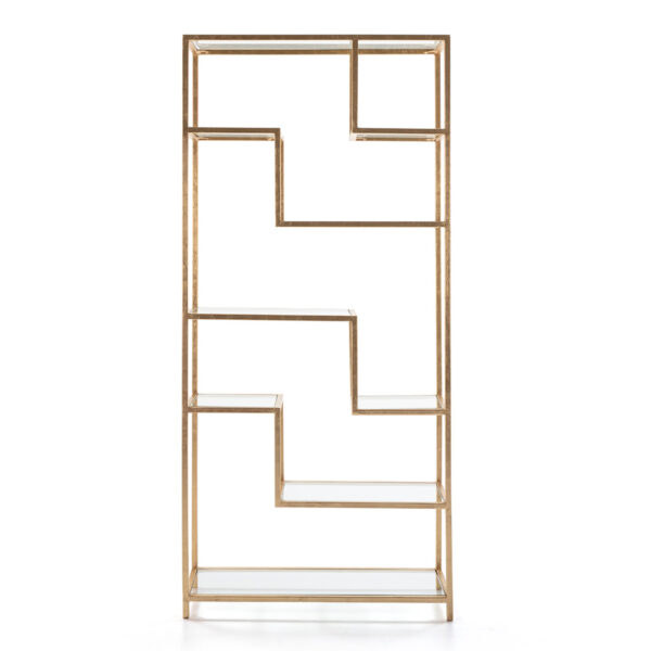 Estantería 91x38x203 Cristal/Metal Dorado