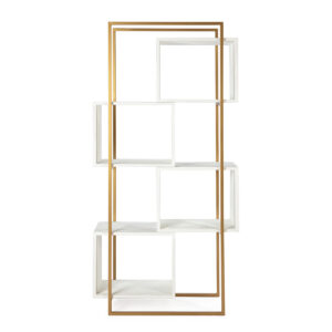 Estantería 95x38x195 Madera Blanco/Metal Dorado