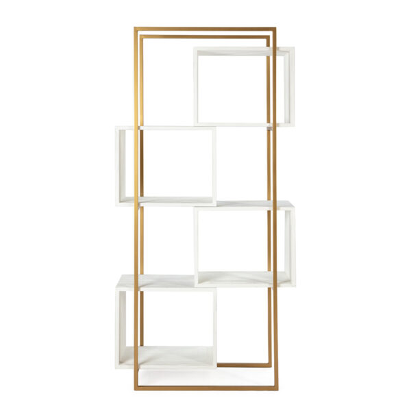 Estantería 95x38x195 Madera Blanco/Metal Dorado
