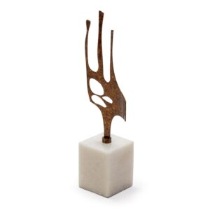 Figura 10x8x38 Metal/Mármol Dorado/Blanco