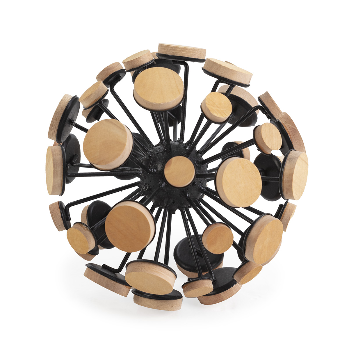 Figura 13x13x13 Madera/Metal Natural/Negro