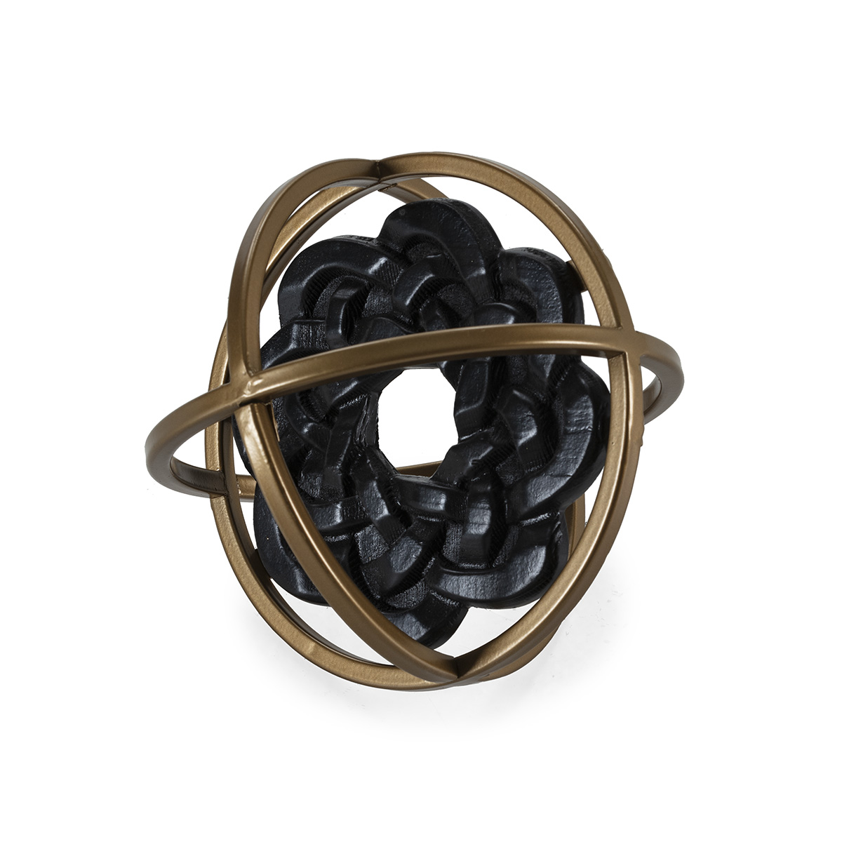 Figura 17x17x17 Metal/Madera -- Dorado/Negro