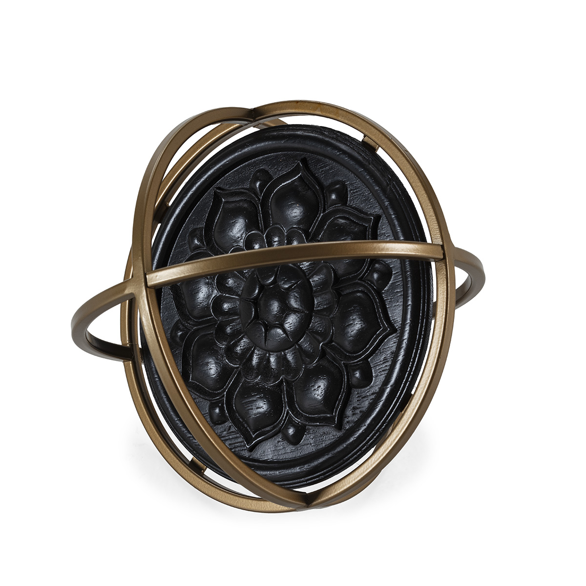 Figura 22x22x22 Metal/Madera -- Dorado/Negro