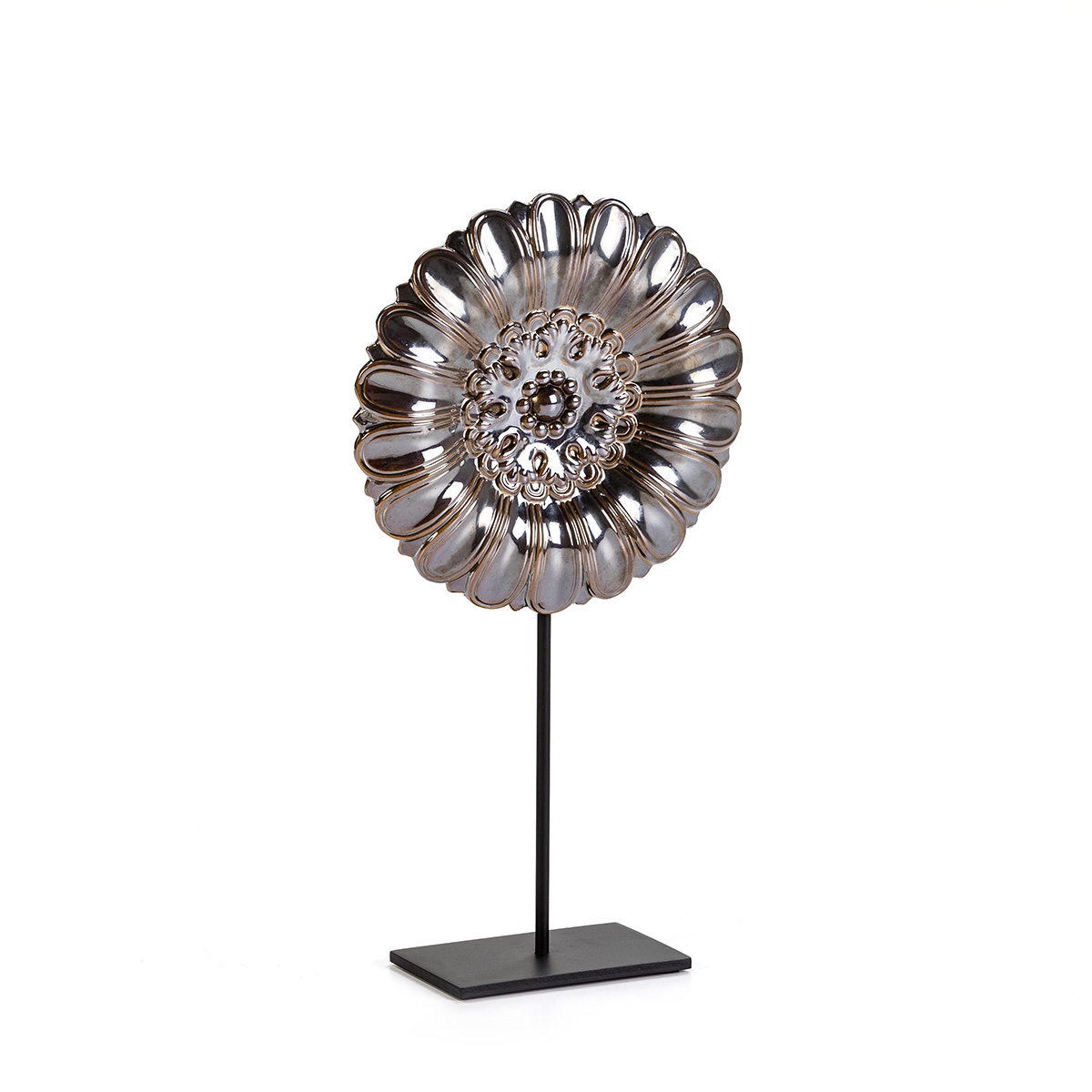 Figura 25x10x47 Cerámica Gris/Marrón/Metal Negro