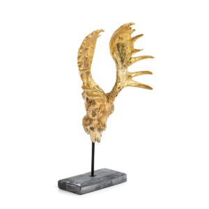 Figura 38x21x62 Metal Negro/Resina Gris/Dorado