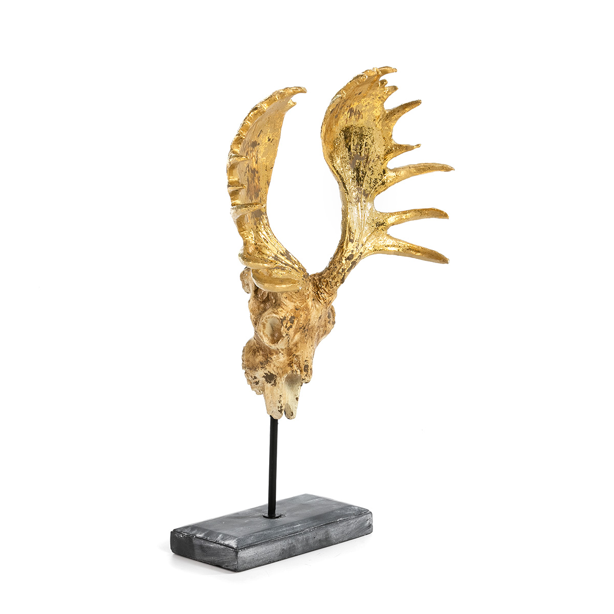 Figura 38x21x62 Metal Negro/Resina Gris/Dorado