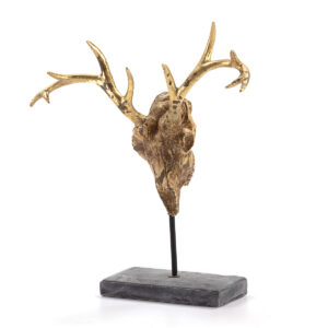 Figura 40x16x52 Metal Negro/Resina Gris/Dorado
