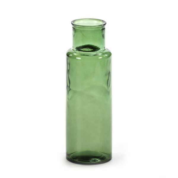 Jarrón 14x14x45 Cristal Verde