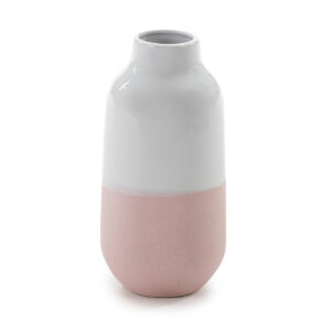 Jarrón 15x15x30 Cerámica Blanco/Rosa