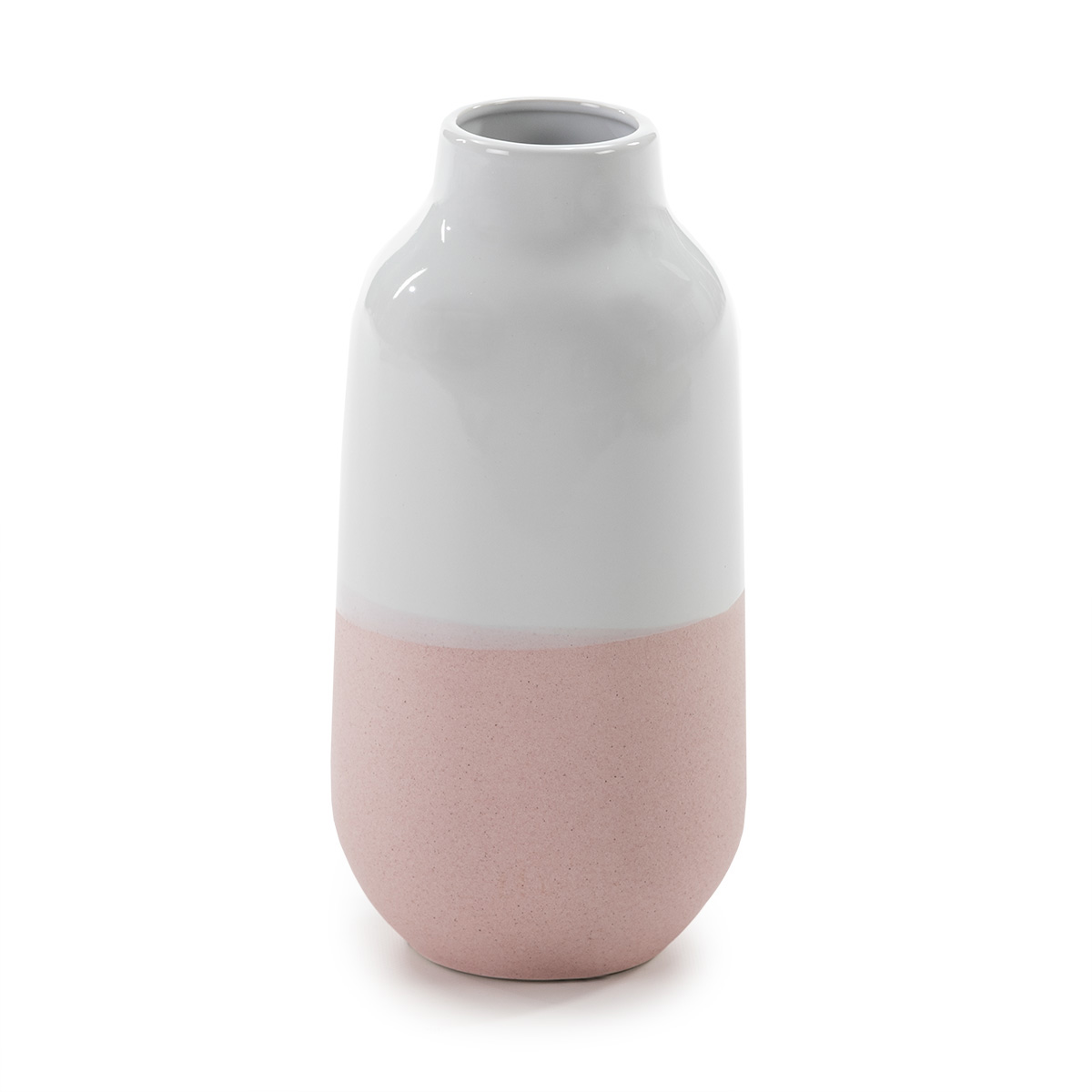 Jarrón 15x15x30 Cerámica Blanco/Rosa