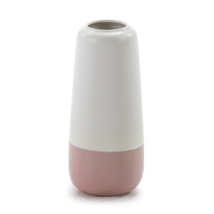 Jarrón 16x16x37 Cerámica Blanco/Rosa