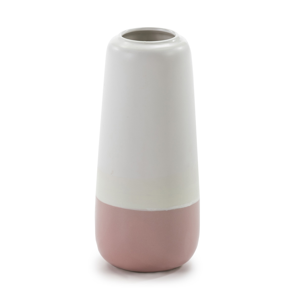Jarrón 16x16x37 Cerámica Blanco/Rosa