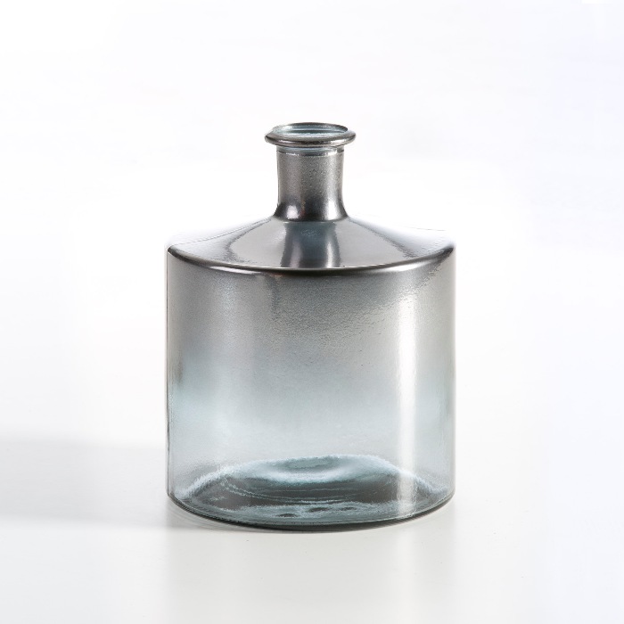 Jarrón 21x21x26 Cristal Plata