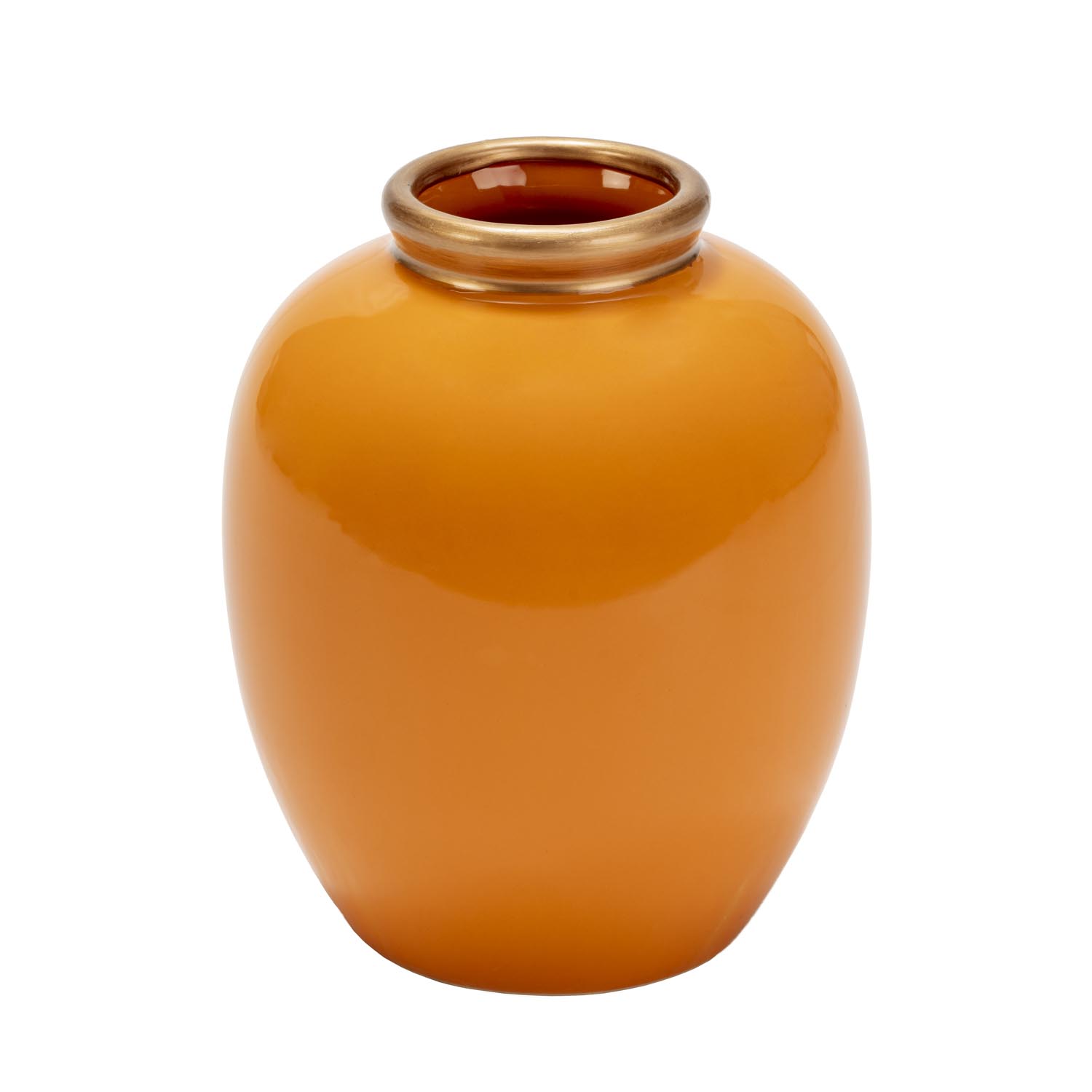 Jarrón 28x28x34 Cerámica Naranja/Dorado