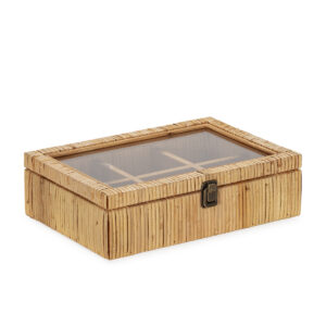 Joyero 31x21x9 Madera de Abeto/Ratán/Cristal -- Natural