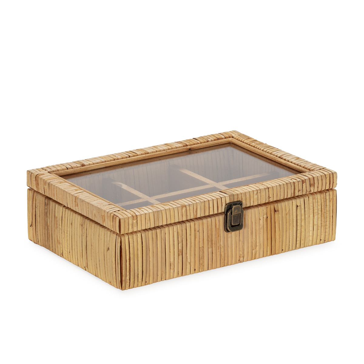 Joyero 31x21x9 Madera de Abeto/Ratán/Cristal -- Natural