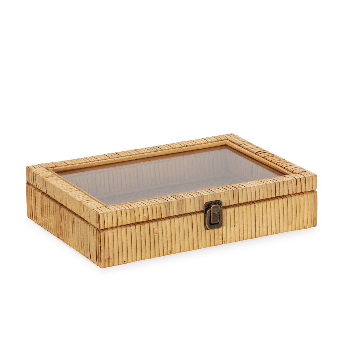 Joyero 31x22x7 Madera de Abeto/Ratán/Cristal -- Natural