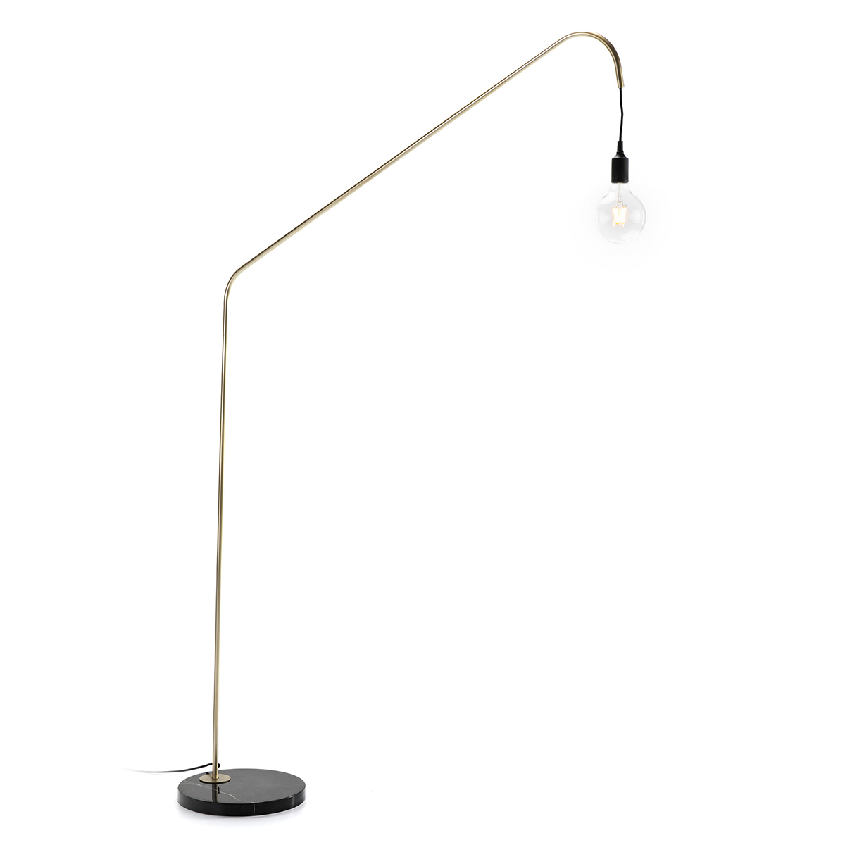 Lampara de Pie 120x35x202 Mármol Negro/Metal Dorado