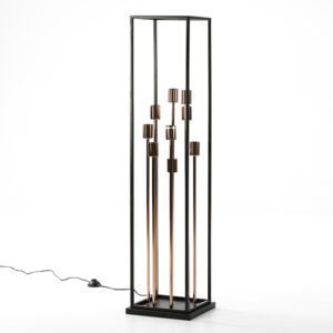 Lampara de Pie 29x29x129 Metal Negro/Cobre sin bombillas