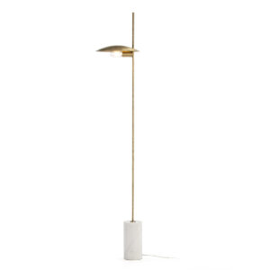 Lampara de Pie 30x12x167 Mármol Blanco/Metal Dorado