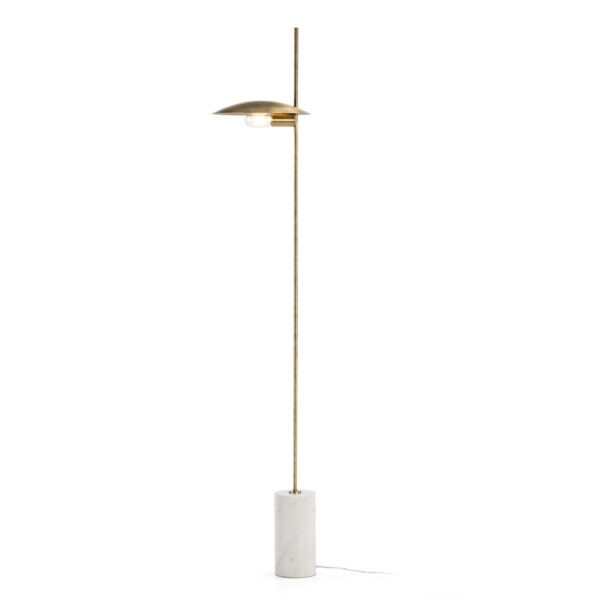 Lampara de Pie 30x12x167 Mármol Blanco/Metal Dorado