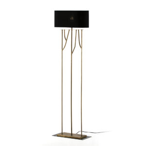 Lámpara de Pié 47x21x140 Metal Dorado con pantalla Negro