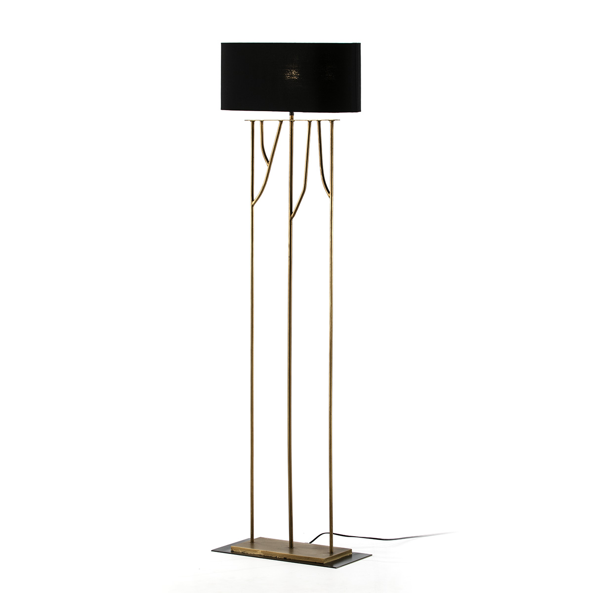 Lámpara de Pié 47x21x140 Metal Dorado con pantalla Negro