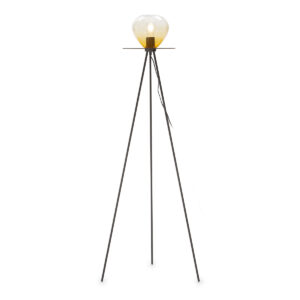 Lámpara de Pie 60x60x160 Metal Negro/Cristal Ámbar