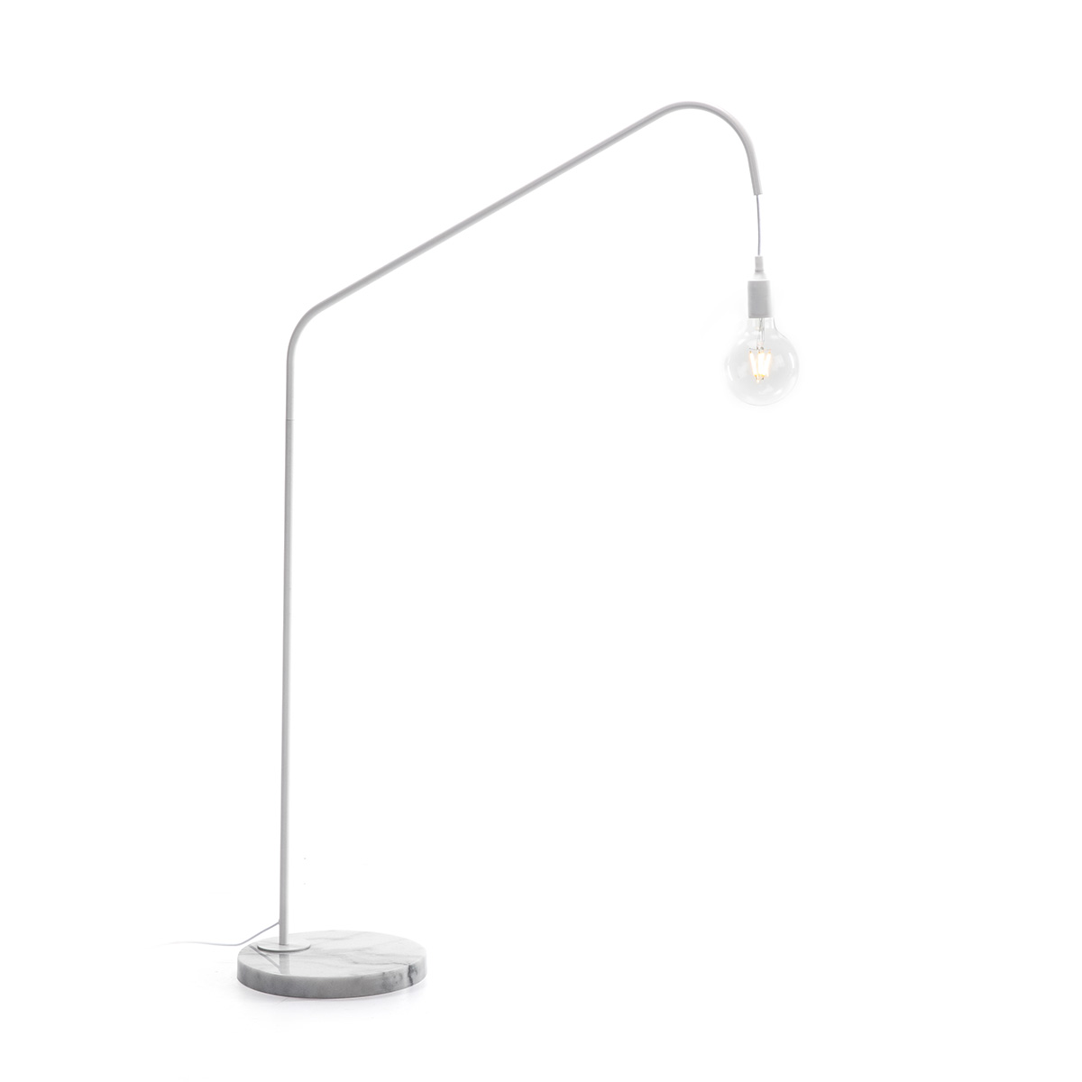Lampara de Pie 80x30x142 Mármol Blanco/Metal Blanco