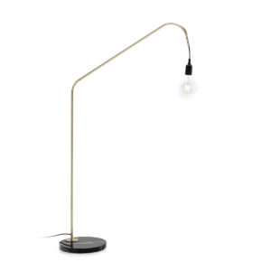 Lampara de Pie 80x30x142 Mármol Negro/Metal Dorado